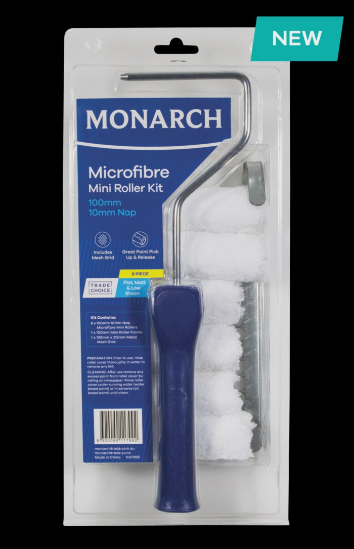 Monarch 100mm Microfibre Mini Roller Kit with Grid 10mm Nap 8
